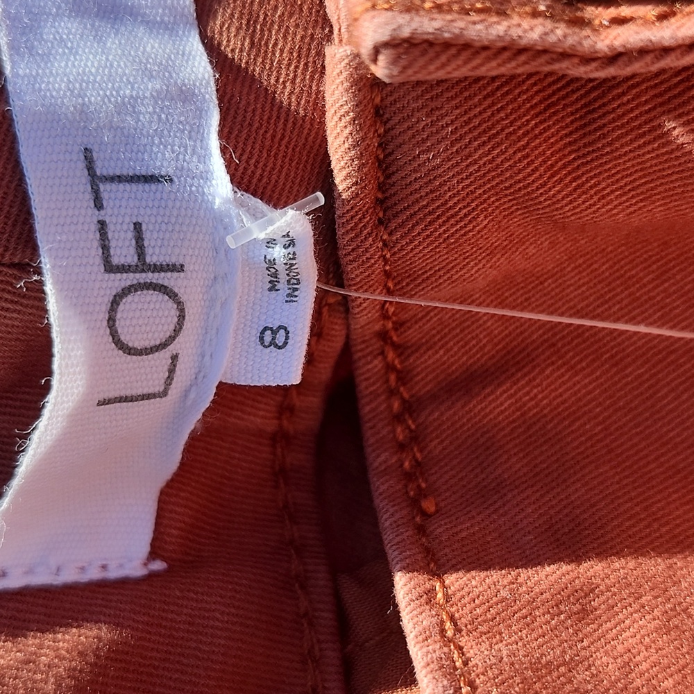 LOFT NWT The Monroe Slim Pants In Rust, 97% Cotton, Size 8 - Picture 5 of 8